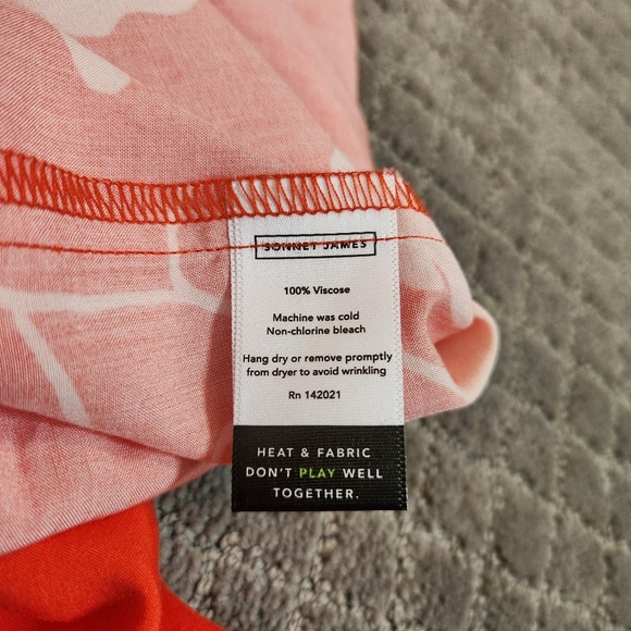 Sonnet James Orange Floral Print Long Sleeve Button Down Playsuit Shirt - Picture 5 of 6